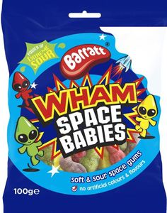 Barratt Wham Space Babies - Kjempesurt Skumgodteri med Fruktsmaker 100 gram