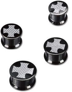 Sort Piercing Plug med Ridderkors