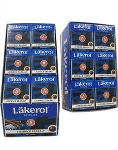 48 Stk Läkerol Sugarfree Licorice Seasalt / Lakrids Sukkerfri Pastiller med Havsaltssmag - Hel Kasse 1200 Gram