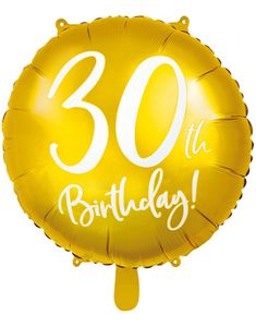 30 Års Fødselsdag - Rund Guldfarvet Folieballon 45 cm