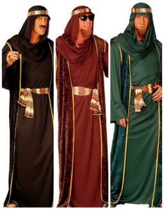 Parkostume - Tre Sheik Kostumer Sort, Brun og Grøn