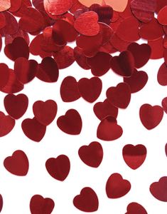 Rød Bordkonfetti med Små Metalliske Hjerter