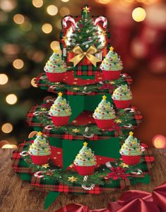 3 Etasjer Juletre Cupcake/Kakestativ