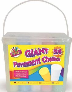 24 stk Store Kridt i Forskellige Farver - Gadekridt i Stor Bøtte