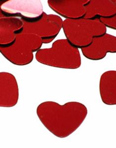 Rød Bordkonfetti med Store Metalliske Hjerter