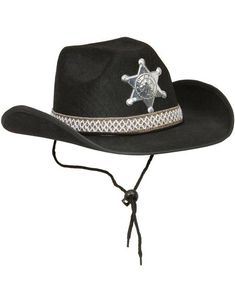 Sort Cowboyhat med Sheriffstjerne