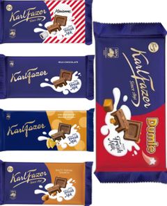 Taste Them All - Karl Fazer Mælkechokoladeplade - Fem Smage - Pakketilbud