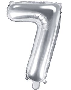 Tallet 7 - Sølvfarvet 41 cm Folieballon