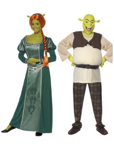 Par kostume - Fiona og Shrek Licenserede Kostumer