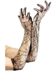 Handsker m/Spindelvævsmønster - Sort (Handsker)