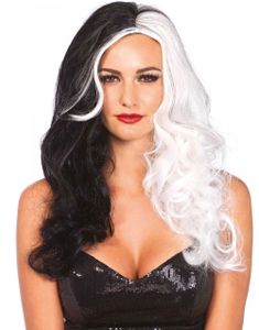 Sort og Hvid Cruellla de Vil Inspireret Paryk