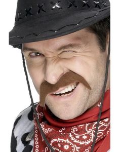 Cowboy Overskæg - Brunt Overskæg