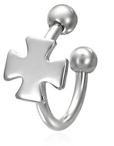 Ridderkors - 1.2 x 10 mm Sølvfarvet Øjenbrynspiercing