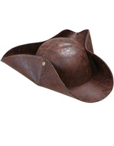 Brun Imiteret Skind Pirat/Sømand Tricorn Hat