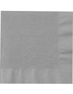 50 stk Sølvfarvede Servietter 33x33 cm