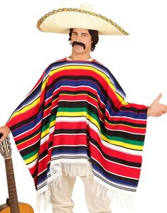 Autentisk Mexicaner Poncho til Mænd/Dame