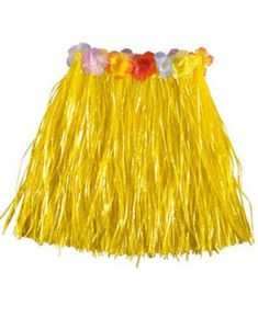 Hawaii Hula Nederdel m/Blomster - 40 cm Gul 