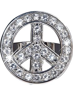 Peace and Love - Sølvfarvet Justerbar Ring med Sten