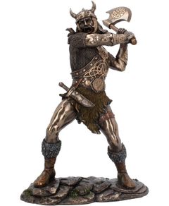 Vikingen Går Bersærk - Bronzefarvet Figur 28 cm 