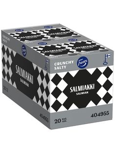 20 stk Fazer Salmiakki Cruncy Salty - Pastilleske med Knasende Salte Salmiakk/Lakris Pastiller - Hel Eske
