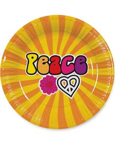 8 stk Peace Papptallerkener 23 cm - Flower Power