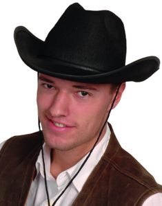 Sort Cowboyhat med Snor