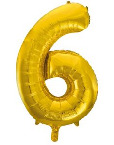 Tallet 6 - Guldfarvet JUMBO Folieballon 86 cm