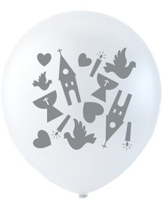 6 stk 26 cm - Hvide Balloner Konfirmation