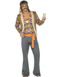 60'er Hippie Herrekostume 5 Dele