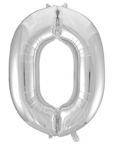 Tallet 0 - Sølvfarvet JUMBO Folieballon 86 cm