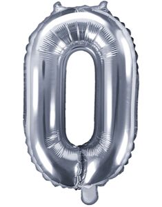 Tallet 0 - Sølvfarvet 35 cm Folieballon
