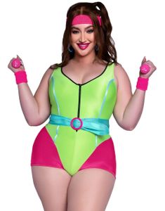 80's Workout Diva - 80-Talls Treningsdrakt Kostyme til Dame - Store Størrelser