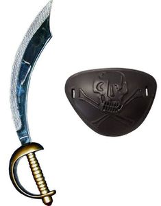 Piratsværd med Skaft & Øjenklap - 45 cm