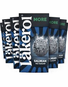 16 stk Läkerol More Salmiak No Sugar - Sukkerfrie Pastiller med Salmiakksmak - Hel Eske 480 gram