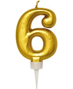 6 Tal - Guldfarvet Kagelys 11 cm