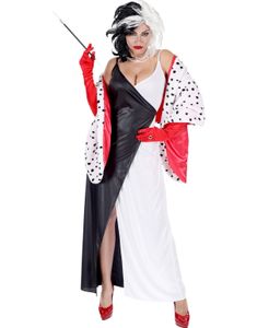 Cruella de Vil Inspireret Kostume med Kappe