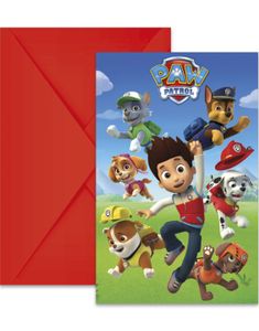 6 stk Invitationer - Paw Patrol Banden