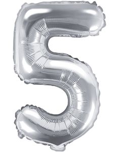 Tallet 5 - Sølvfarvet 41 cm Folieballon