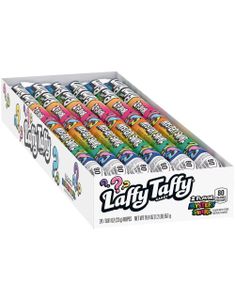 24 stk Wonka Laffy Taffy Mystery Swirl - Karamelstang med 2 Forskellige Smager - Hel Kasse 551 gram (USA-import)