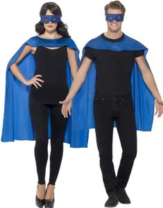 Blåt Superhelt Kit med Kappe og Øjenmaske 