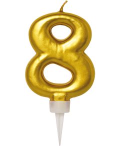 8 Tal - Guldfarvet Kagelys 11 cm