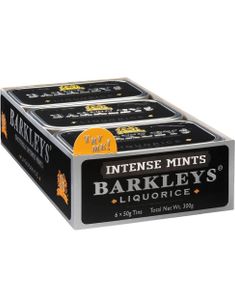 6 stk Barkleys Tastefully Intense Mints Liquorice - Sukkertøy med Lakrissmak - Hel Eske
