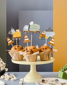 6 stk Cupcake / Kakeflagg - Little Builder