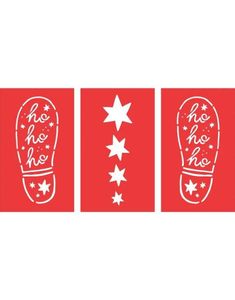 3 Ark med Julenisse Fottrinn og Stjerner Papir Sjablong