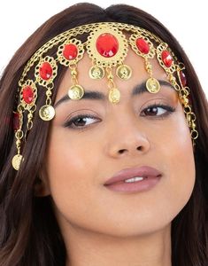 Gresk Gullfarget Hodepynt med Rubiner