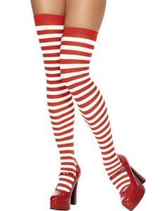 Stribet Rød & Hvid (Strømper)