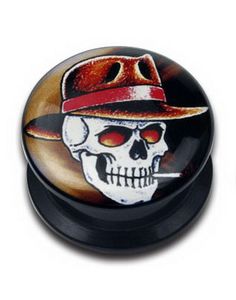 Gangster Skull - Sort Piercing Plug