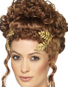 Guldfarvet Hovedbeklædning med Blade til Gudinde