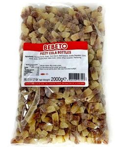2 kg Bebeto Fizzy Cola Bottles - Stor Pose med Sure Colaflasker