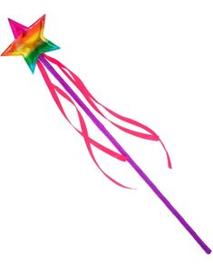 Regnbuefarget Tryllestav med Stjerne 39,5 cm